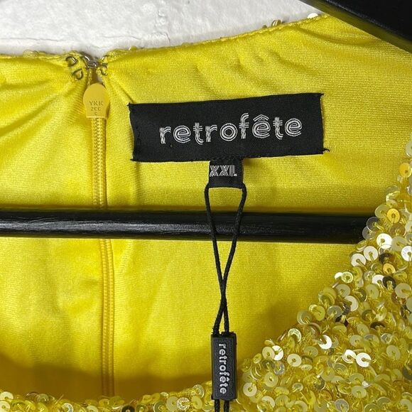 RETROFETE Womens Size XXL Nikki Sequined Tulle Mini Dress Yellow - Picture 11 of 12